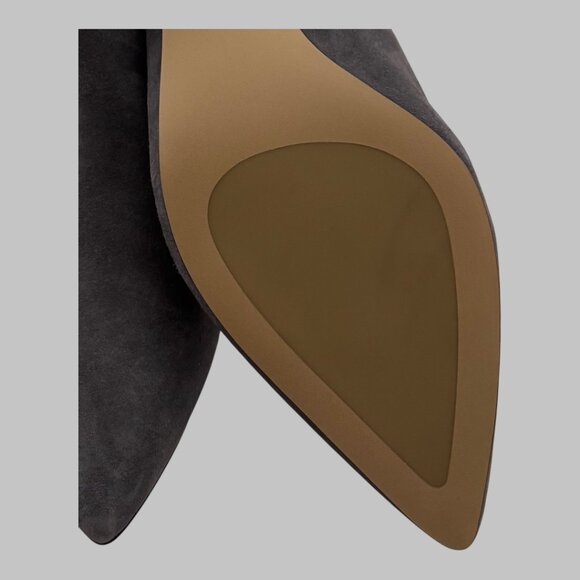 NWOB TALBOTS Gray Suede Ankle Boots Woman's sz 11 Kitten Heel Leather - Picture 8 of 14